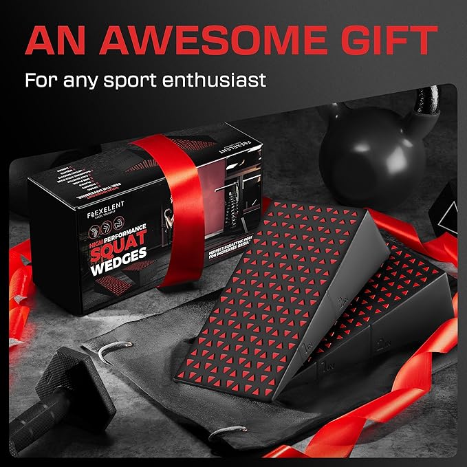 Squat Wedge Block Pair - Heel Elevated Squat Wedge for Deeper Squats, Heavy Lifting and Better Form - 17° Angle Exercise Wedges, Slant Board for Squats with Carry Backpack