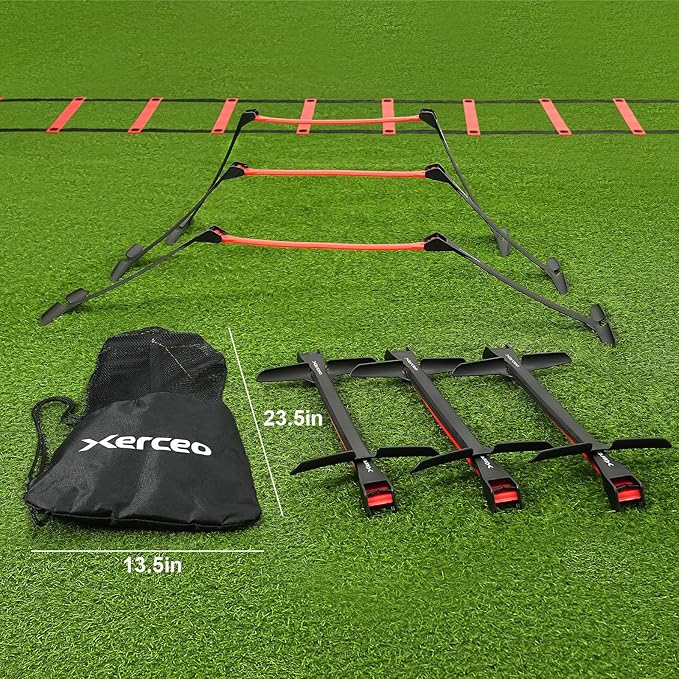 Premium Adjustable and Collapsible Hurdle and Agility Ladder Set for Athletes, Super Portable and Lightweight, with Carrying Bag