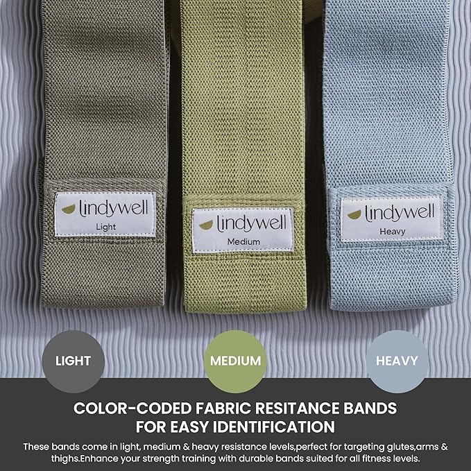 Lindywell Home Pilates Equipment -3 Colors Fabric Resistance Bands, Insulated Stainless Steel Water Bottle, 2LB Hand Weights - Complete Women & Men Exercise Workout Kit for Training & Hydration