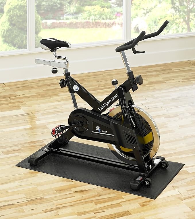 Supermats Heavy Duty Equipment Mat 20GS Made in U.S.A. for Indoor Cycles Exercise Upright Bikes and Steppers (2 Feet x 3 Feet 10 In) (24-Inch x 46-Inch) (60.96 cm x 116.84 cm) , Black