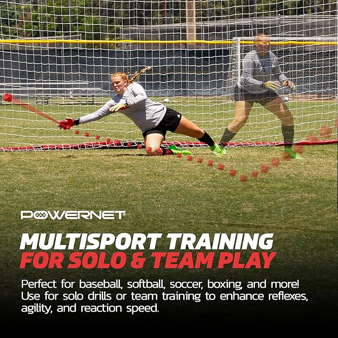 PowerNet Reaction Balls, Reflex & Agility Trainer, Hand-Eye Coordination Training, Reaction Speed Training Equipment, Baseball Softball Soccer and Boxing Reflex Ball Sports Equipment, 2 Sizes