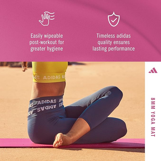 adidas Yoga Mat - Eco Friendly - Non Slip, Durable Textured Surface, 8mm