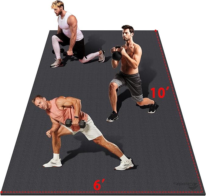 Extra Large Exercise Mat 6'x4'/7'x5'/6'x8'/6'x9'/6'x10'/6'x12'（7mm）, Gym Flooring for Home Gym,Thick Exercise Mats for Home Workout,Non-Slip,Extra Durable,High-Density Gym Mats for Jump Rope,Cardio