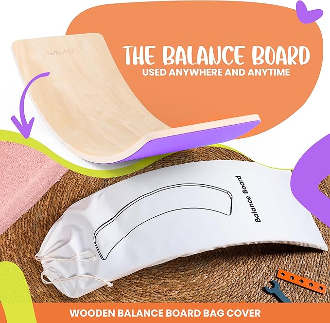 Ultimate Wooden Wobble Balance Board for Kids by bagacootha – Wooden Toddler Toys & Kids Rocker for Endless Play & Imagination | 32" Wobble Balance Board with Felt Base.