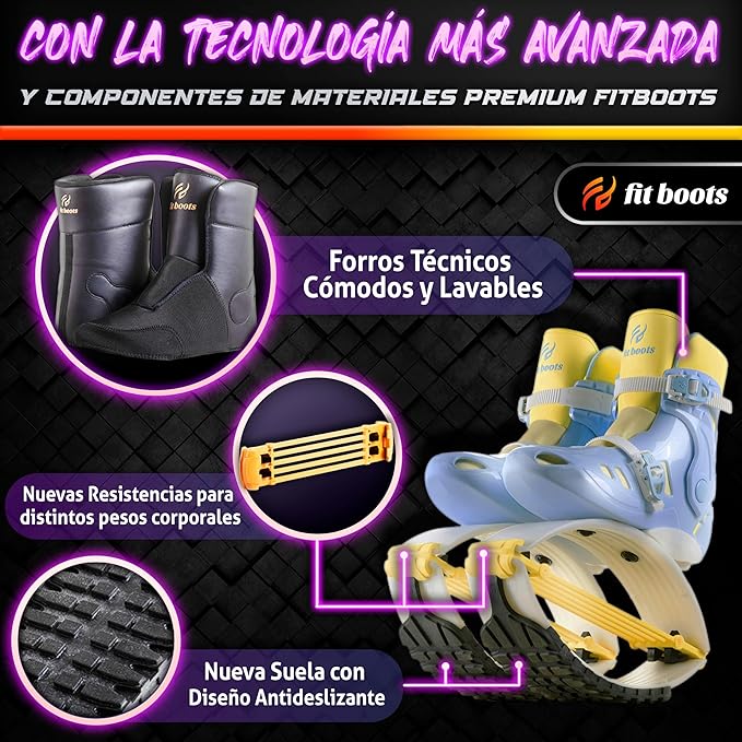 FIT BOOTS for Women Exercise - Premium Moon Shoes for Jumping, Kangaroo Shoes for Training, Cardio & Fun, Joint-Friendly, Rebounder Jumps Boots for Adults & Kids, Bouncy Workout (Women-Yellow)