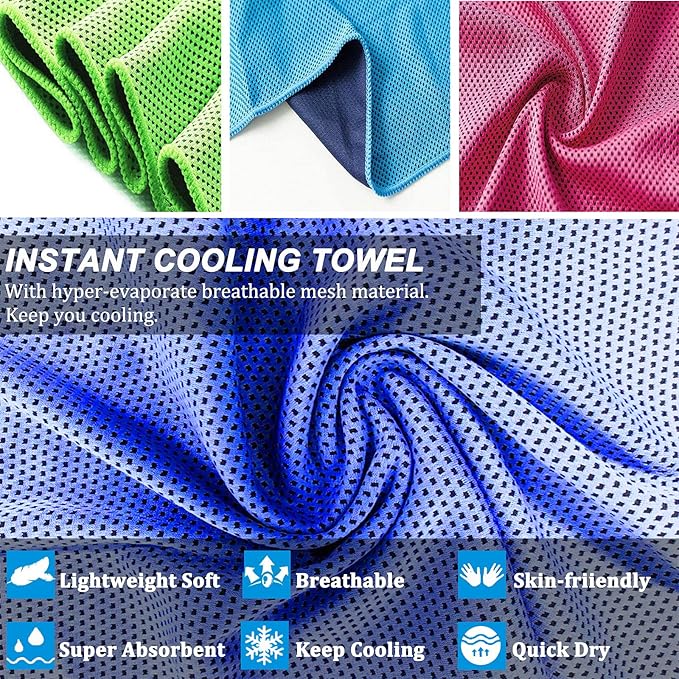 YQXCC Cooling Towel | 2 Pack 47"x12" | Ice Cool for Neck | Soft Breathable Microfiber Chilly | for Yoga, Golf, Gym, Camping, Running, Workout & More Activities