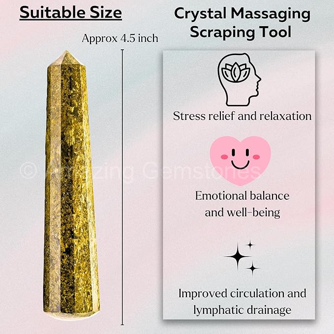 Amazing Gemstone Bronzite Crystal Wand Massage Stick - Pelvic Wand Gua Sha for Adults - Crystals and Healing Stones Massage Wands for Adults Gifts (Pointed)