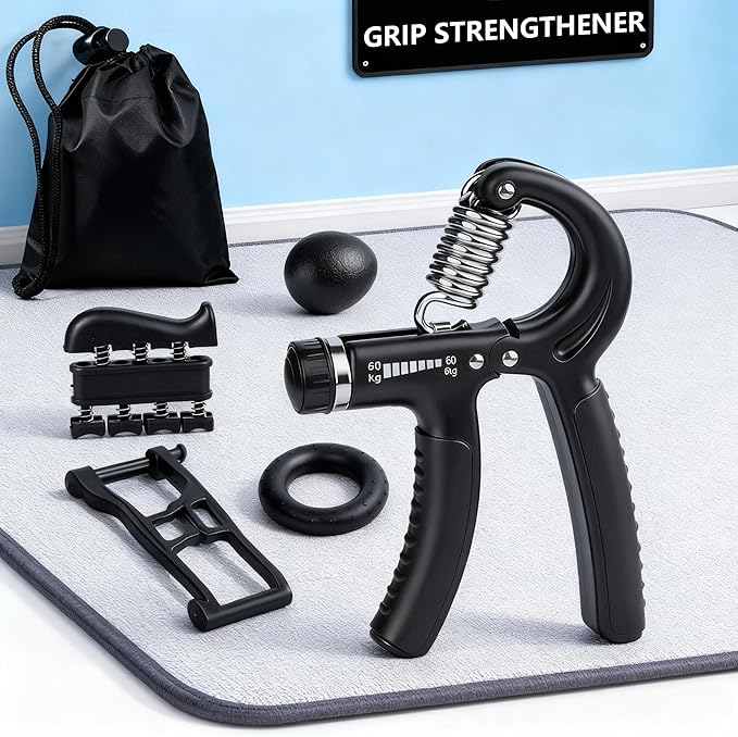 Ortarco Hand Grip Strength Trainer Kit, Stress Balls, Finger Exerciser Extensioin, 5 Pack Forearm Gripper Strengthener Adjustable Resistance, Hand Strengthening Devices