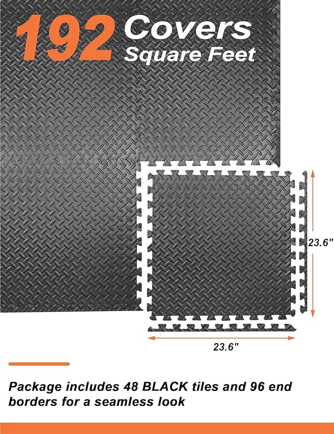 innhom 12/24/48 Tiles Gym Flooring Gym Mats Exercise Mat for Floor Workout Mat Foam Floor Tiles for Home Gym Equipment Garage