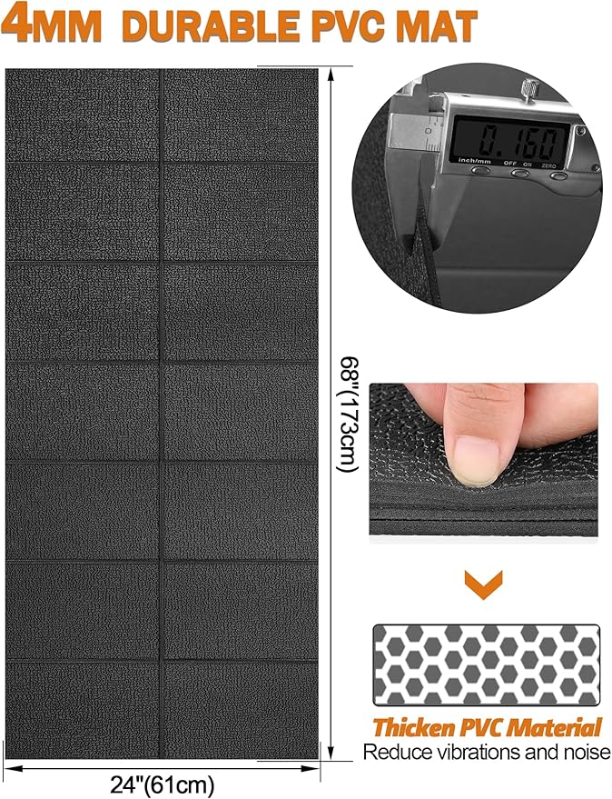Treadmill Mat 68"x24", WERCHO Foldable Walking Pad Mat for Carpet Hardwood Floors 4mm Heavy-Duty Exercise Equipment Mat for Treadmil Pad,Spin Bike, Elliptical Trainer, Home, Gym
