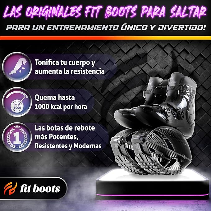 FIT BOOTS for Women Exercise - Premium Moon Shoes for Jumping, Kangaroo Shoes for Training, Cardio & Fun, Joint-Friendly, Rebounder Jumps Boots for Adults & Kids, Bouncy Workout (Women-Black)
