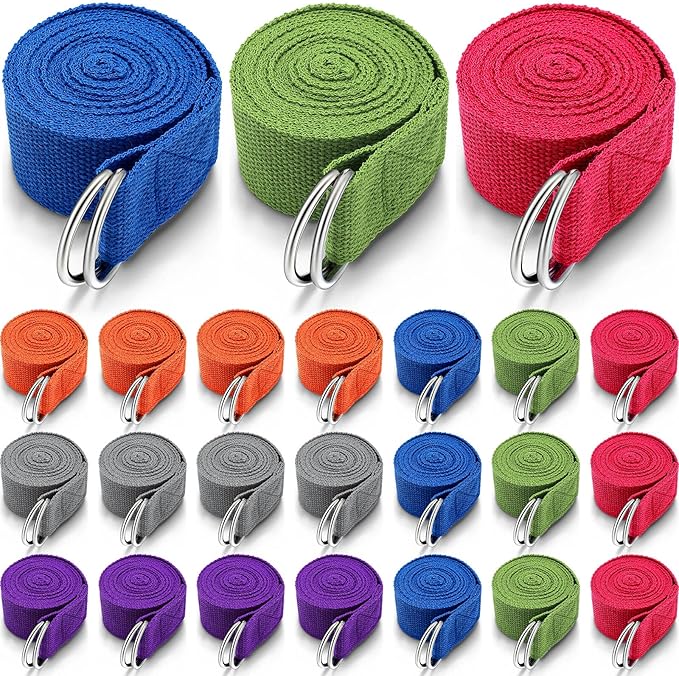 Leyndo Yoga Strap Stretching Pilates Exercise Adjustable Straps 6 ft Non Elastic Yoga Belt with Adjustable D Ring Buckle for Pilates Gym Workouts Fitness