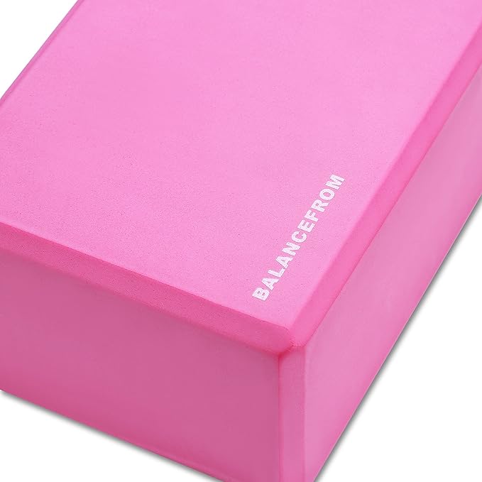 Fitvids Set of 2 High Density Yoga Blocks, 9"x6"x4" Each, Pair (Pink)