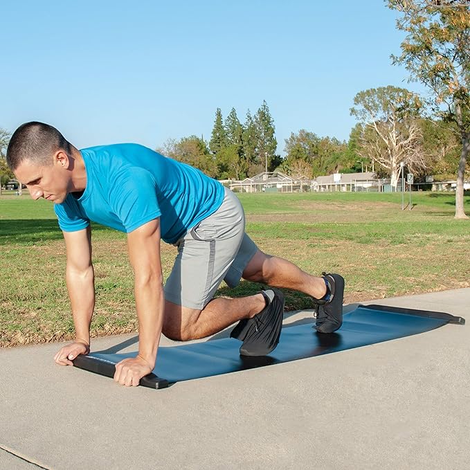 ProsourceFit Slide Board Mat for Exercise 6’ with End Stops, Booties & Carrying Bag for Low-Impact Indoor Home Workouts and Sports Training