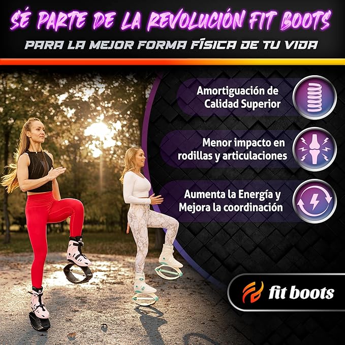FIT BOOTS for Women Exercise - Premium Moon Shoes for Jumping, Kangaroo Shoes for Training, Cardio & Fun, Joint-Friendly, Rebounder Jumps Boots for Adults & Kids, Bouncy Workout (Women-Gold)