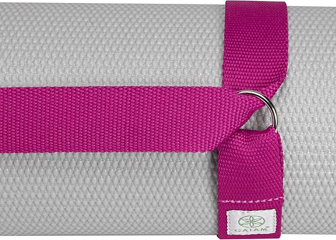 Gaiam Easy-Cinch Yoga Mat Sling - Durable Carrying Strap for Yoga Mat with Metal D-Rings for Secure Fit (No Mat Included)