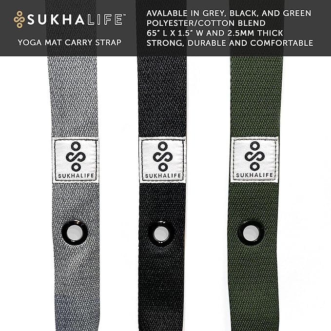 SukhaMat - Yoga Mat Carry Strap, Extra-Durable & Comfortable | Multi-Purpose Strap for Your Yoga Mat