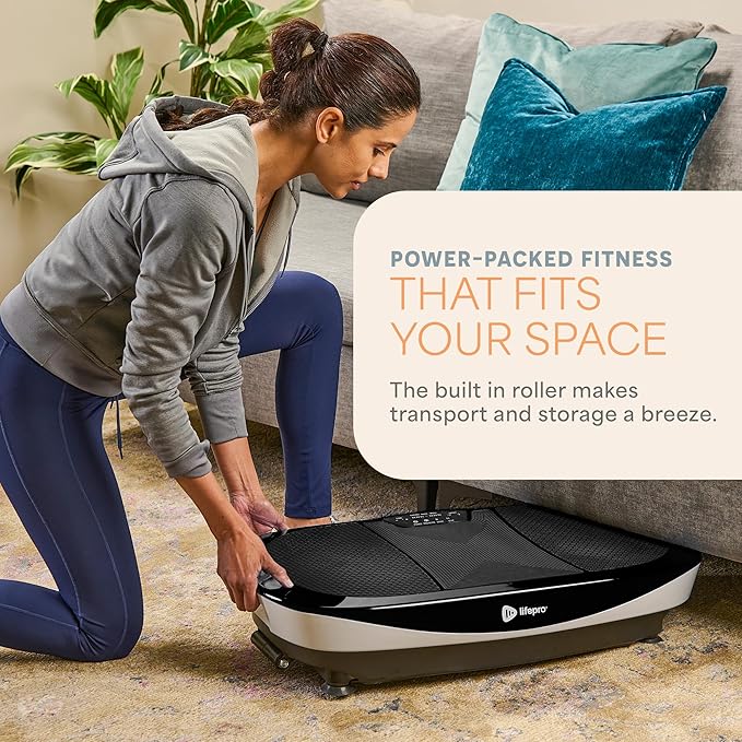 Lifepro Rumblex Max 4D Black Vibration Plate Exercise Machine with Loop Resistance Bands for Home Fitness Shaping Training Recovery Tone & Strength