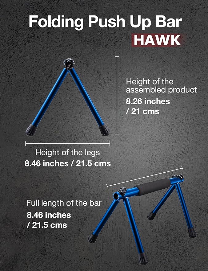Push Up Bar – Folding Dip Bar for Home Workout, Lightweight & Portable Strength Training Equipment for Men & Women, Indoor & Outdoor Use (Hawk)