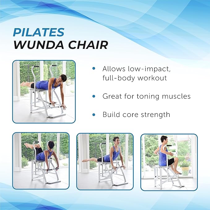 AeroPilates Precision Pilates Chair | 2 Online Expert-Guided Workouts Included | Stream from Any Device, Gray