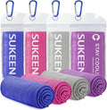 Sukeen 4 Pack Cooling Towels (40"x12"),Ice Towel,Soft Breathable Chilly Towel,Microfiber Towel for Yoga,Sport,Running,Gym,Workout,Camping,Fitness,Workout & More Activities