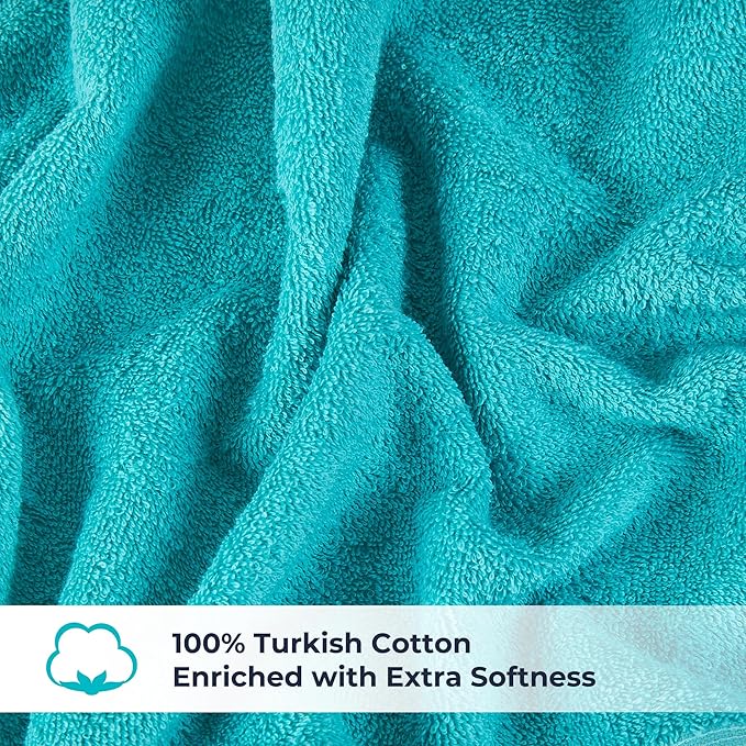 NUKURA 12’’ x 40’’, 450 GSM Sweat Towel, Extra Absorbency 100% Cotton Towel, Running, Neck Towel, Tennis, Camping, Turquoise
