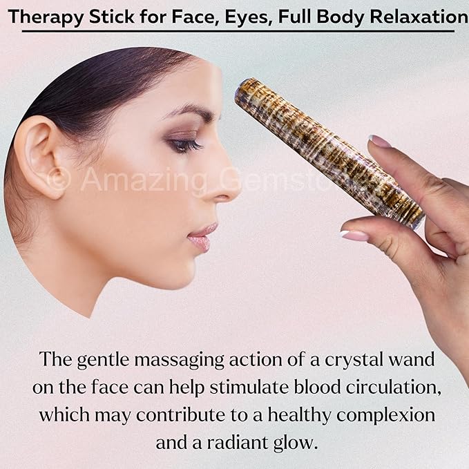 Amazing Gemstone Aragonite Crystal Wand Massage Stick - Pelvic Wand Gua Sha for Adults - Crystals and Healing Stones Massage Wands for Adults Gifts (Smooth)
