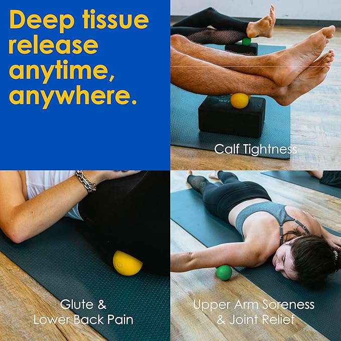 Rodo 2-in-1 Peanut & Lacrosse Ball Roller (Soft & Medium) | Fascia Massage & Mobility Tool | Deep Tissue Pain Relief | Foam Roller Alternative for Plantar Fasciitis, Hips, Back, Legs | Travel Friendly