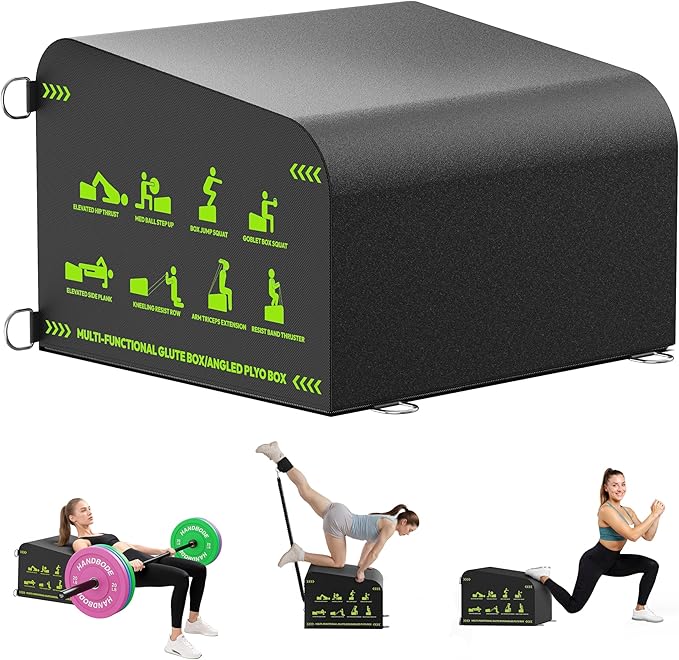Hip Thrust Bench, Multi-Functional Slip-Free Hip Thrust Machine for Glute Bridge, Box Jump, Push-Ups, Squat, Ab Exercise, Suitable for Home & Gym