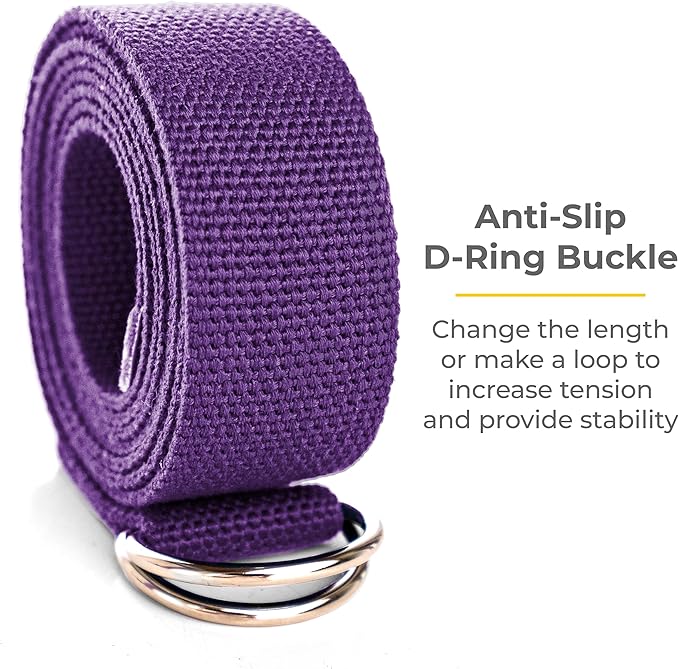 Sunshine Yoga 10-Pack Yoga Strap, 8-Foot Yoga Straps With Anti-Slip D-Ring Buckle, Adjustable Leg Stretching Strap, Exercise Stretch Strap for Muscle and Hamstring Stretch