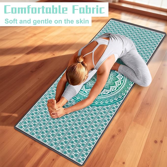 Yoga Towel,Absorbent Yoga Mat Towel for Hot Yoga Non Slip,Stylish Prints,Ideal for Workouts,Hot Yoga,Bikram,Pilates Equipment,72 x 27 in,Green Circle
