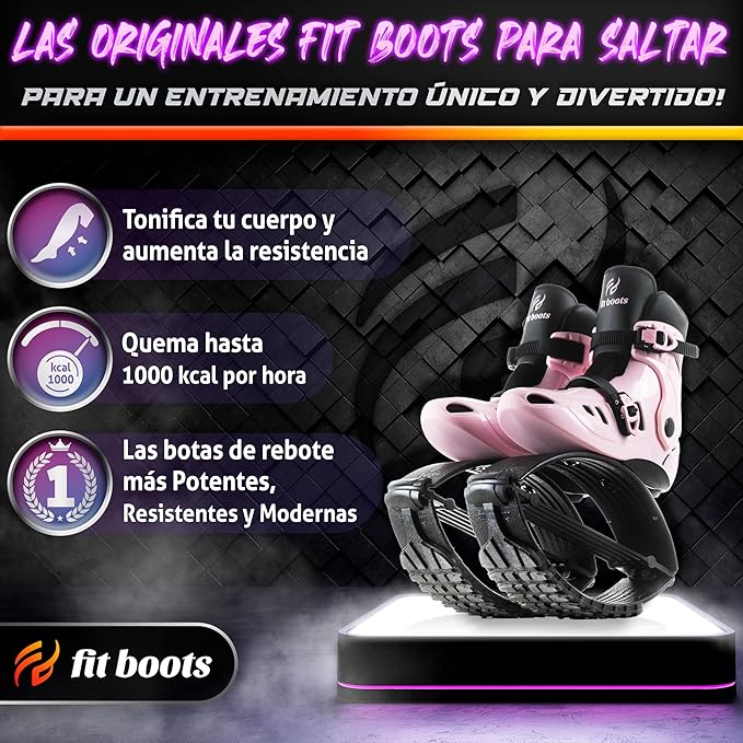 FIT BOOTS for Women Exercise - Premium Moon Shoes for Jumping, Kangaroo Shoes for Training, Cardio & Fun, Joint-Friendly, Rebounder Jumps Boots for Adults & Kids, Bouncy Workout (Women-Pink)