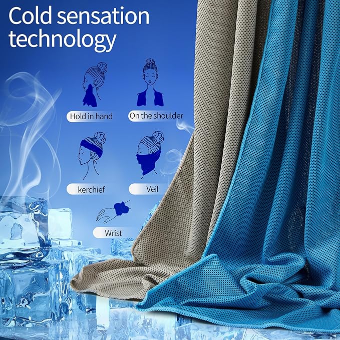 SRsafety Cooling Towels for Sports,Strong Sweat Absorption Cooling Towels, High-Flexibility Cold Towel for Gym and Yoga. (Blue)