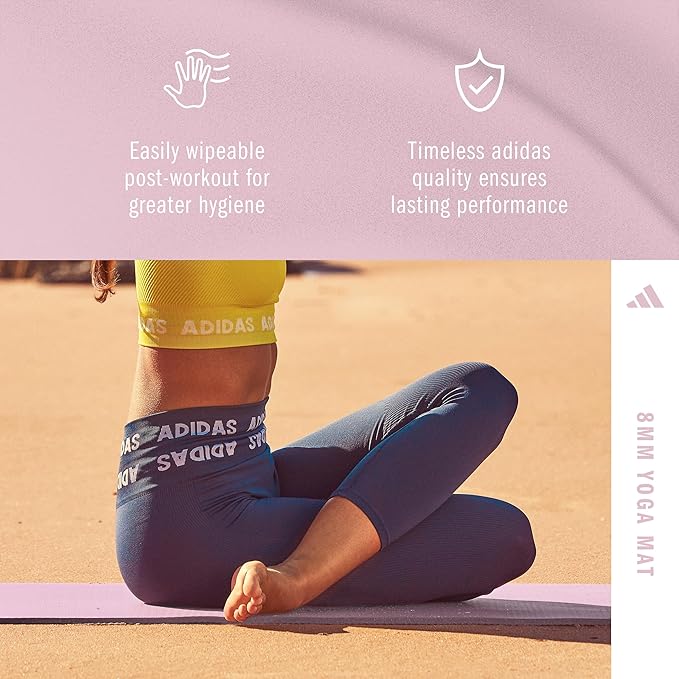 adidas Yoga Mat - Eco Friendly - Non Slip, Durable Textured Surface, 8mm