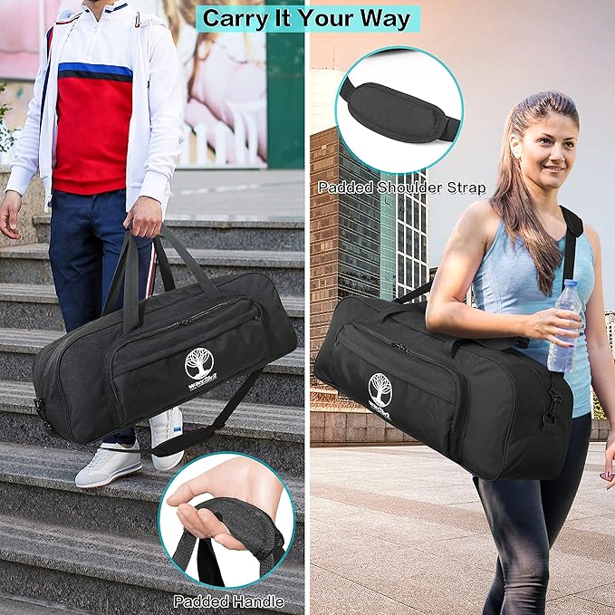 Yoga Mat Bag Carrier with 8-Pocket & Wet Pocket, Air Vent | Large Yoga Mat Holder Fits Thick Mats & Blocks | Gym Duffle Bag for Women & Men