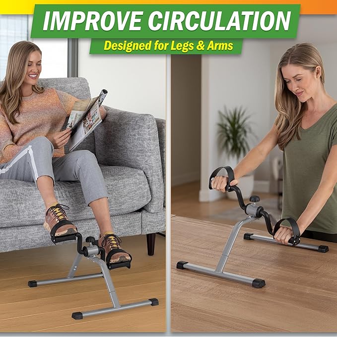 Under Desk Exercise Bike Pedal Exerciser – Mini Stationary Cycle with Adjustable Resistance, Calorie Tracker & Foldable Design – Compact Pedal Machine for Home, Office, or Physical Therapy by Wakeman