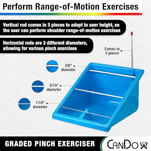 CanDo Graded Pinch Exerciser, Finger Exerciser Hand Therapy Equipment for Recovery, Grip Strength Trainer, Kit with 50 Pinchers