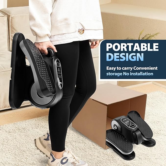 Under Desk Elliptical Machine, Eliptical Leg Exerciser As Seen On TV with Remote,12 Speed Levels for Whole Family,Forward & Reverse Direction, Auto & Manual Mode, Quiet Portable Machine, Home & Office
