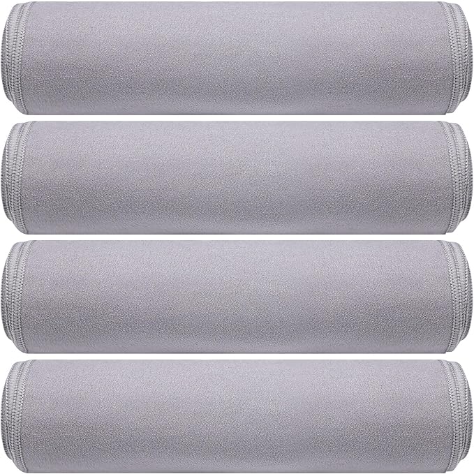 Breling 4 Pack 72" x 24" Hot Yoga Towel Non Slip Microfiber Mat Towel Sweat Absorbent Soft Pilates Mat Essentials for Hot Yoga Pilates Exercise(Light Grey)