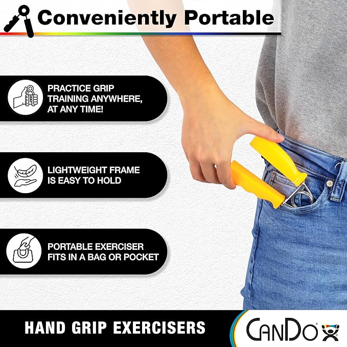 CanDo Hand Grip Exerciser Pair-Green, Medium
