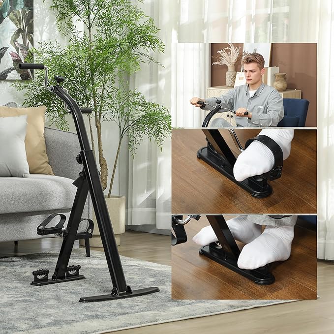 Soozier Pedal Exerciser, Foldable Hand Arm Knee and Leg Exercise Bike, Height-adjustable, with LCD Monitor and Foot Massage Rollers, for Seniors, Elderly, Rehabilitation, Recovery, Therapy