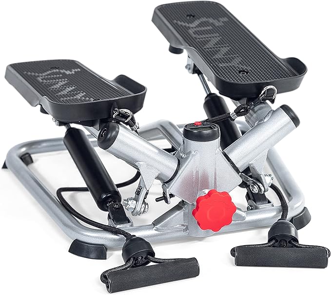 Sunny Health & Fitness Advanced Twist Stepper Machine with Resistance Bands - SF-S0979 + Sunny Health & Fitness 12 Adjustable Resistance Rowing Machine Rower w/Digital Monitor