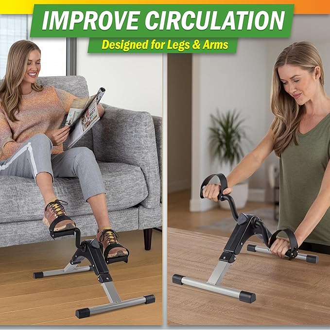 Under Desk Exercise Bike Pedal Exerciser – Mini Stationary Cycle with Adjustable Resistance, Calorie Tracker & Foldable Design – Compact Pedal Machine for Home, Office, or Physical Therapy by Wakeman