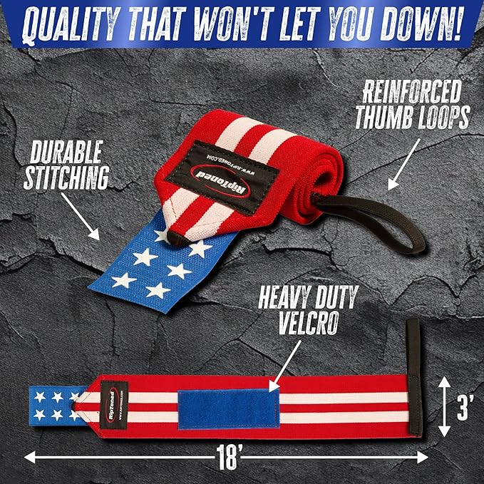 Rip Toned Wrist Wraps for Weightlifting – USPA & USAPL Approved 18" Wrist Straps for Powerlifting – Adjustable, Durable Gym Wraps with Thumb Loop – Quality Support for Men & Women