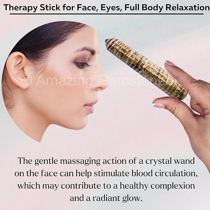 Amazing Gemstone Aragonite Crystal Wand Massage Stick - Pelvic Wand Gua Sha for Adults - Crystals and Healing Stones Massage Wands for Adults Gifts (Pointed)