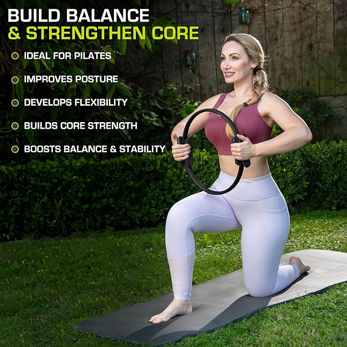The ProsourceFit Resistance Ring enhances Pilates Workouts with Light Resistance to Help Tone and Strengthen Your Entire core and Body