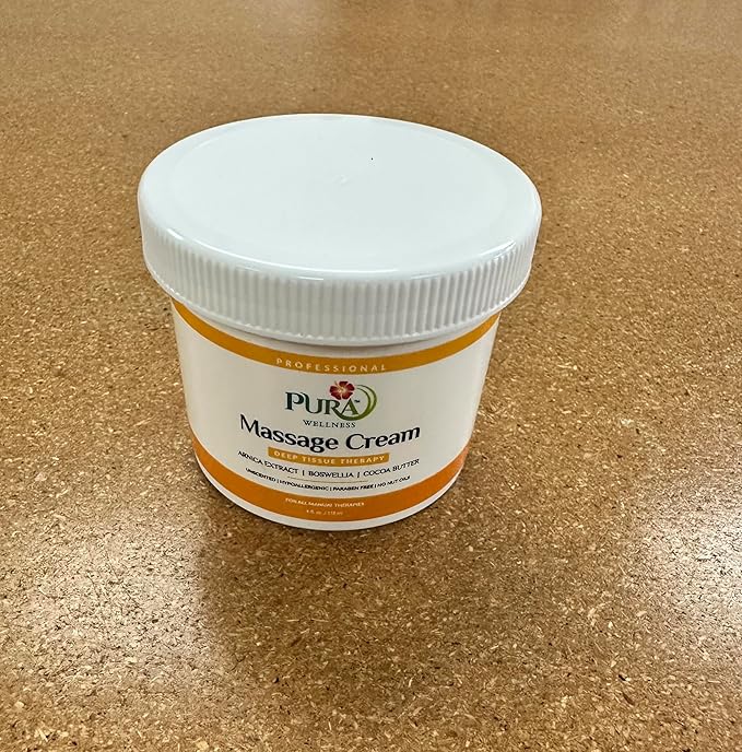 Deep Tissue Therapy 4 Fl oz Massage Cream, Professional, Massage Therapy, Unscented, Natural Ingredients, Skin Hydrating, Moisturizing, Muscle Relief, for Bruising, Recovery, Soothing
