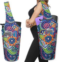 Fashion Printed Yoga Mat Bag with Large Side Pocket & Zipper Pocket Long Tote Yoga Bag Fit Most Size Mats - Holds More Yoga Accessories