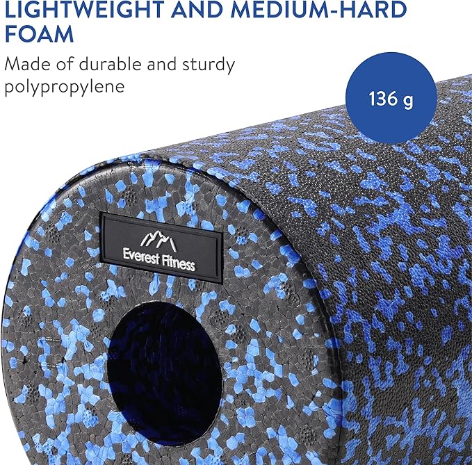 Foam Roller - Medium Density Level - Foam Rollers for Back Pain or Muscle Massage - Deep Tissue Massage - Black/Blue