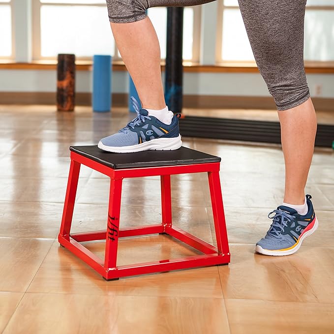 JFIT Plyometric Boxes - Made in Taiwan NO Assembly Required Single - Height Box Set and Adjustable Box Options Plyometric Platform and Jumping Agility Box for Training Conditioning Strength Training